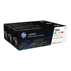 Tóner HP CE411/412/413A (305A) pack 3 colores 2.600 copias - Imagen 1